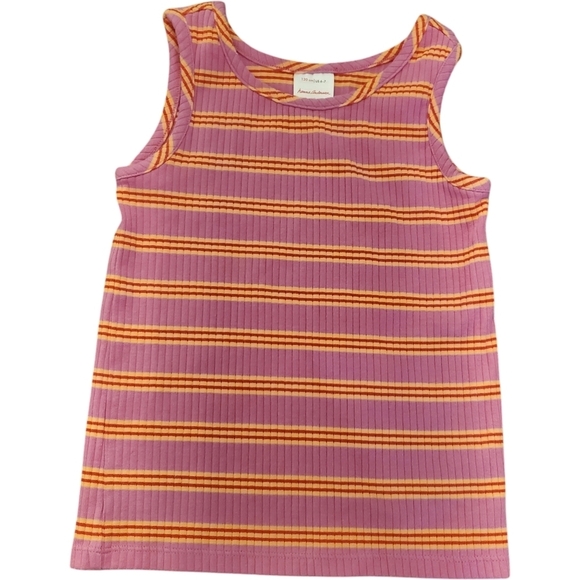 Hanna Andersson Striped Rib Tank Fiji Flower Girls Size 6-7 - Picture 1 of 4